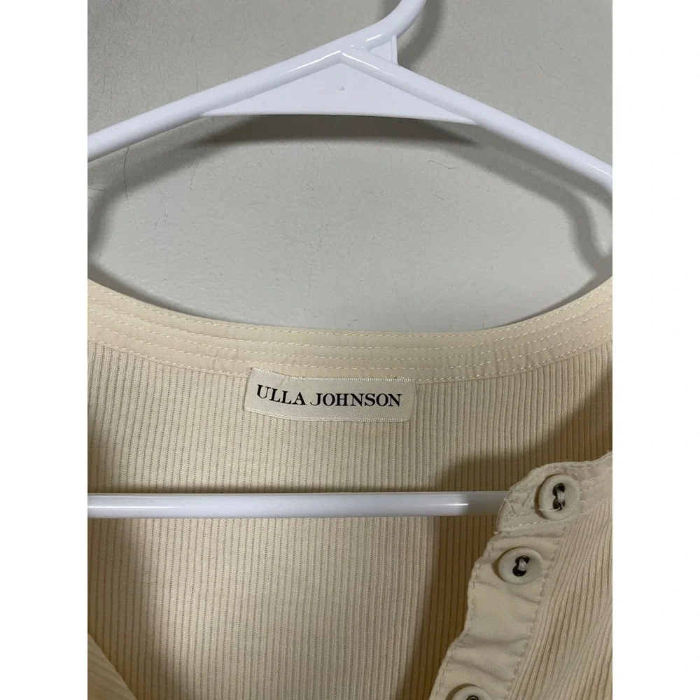 Ulla Johnson Iman Puff Sleeve Top in Cream Size Large Feminine Quiet Luxury